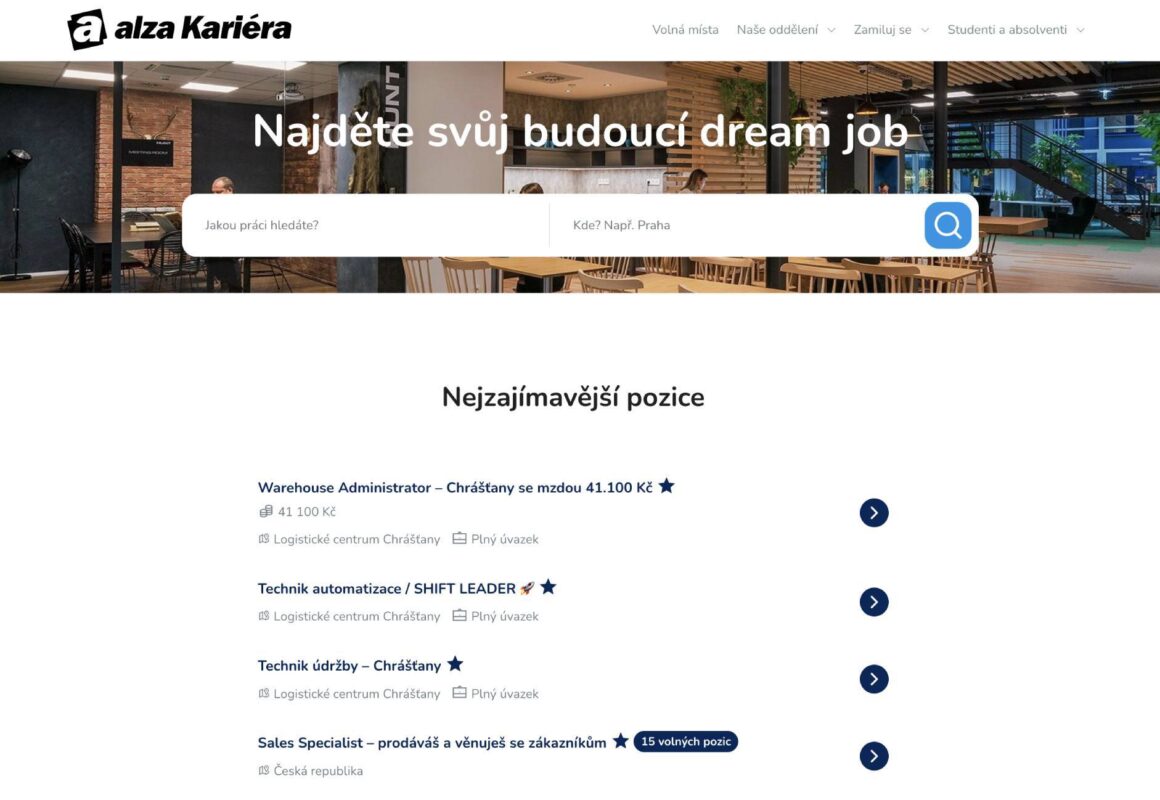 Kariérní stránky pro Alza.cz Kariérní stránky pro Alza.cz