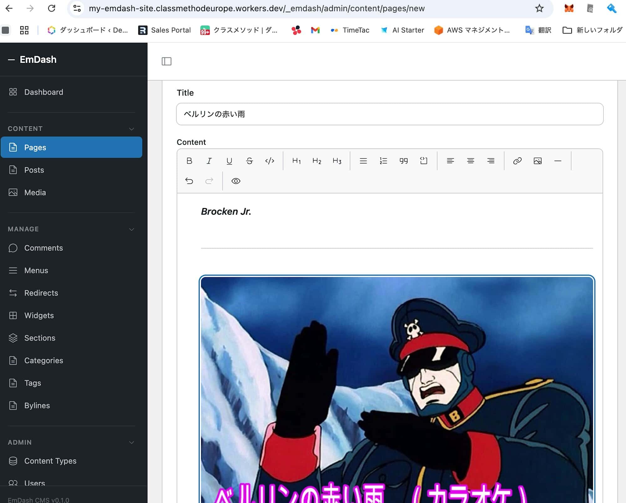 EmDash editor článků