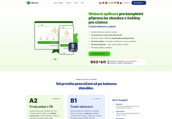 Webová aplikace pro kompletní přípravu ke zkoušce z&nbsp;češtiny pro cizince czexam.cz